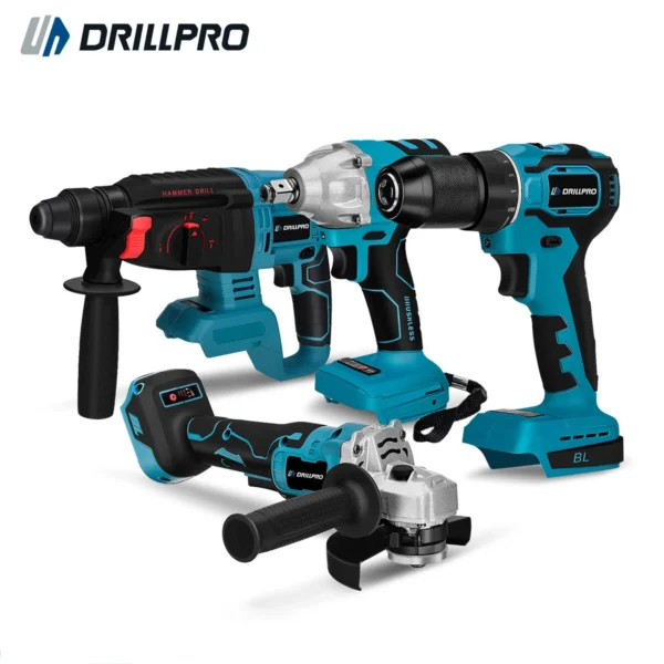 Drillpro 1 Készlet 1 Drillpro 1 Set 800N.M Elektromos Csavarkulcs, Kalapács, Elektromos Fúró, Szögcsiszoló